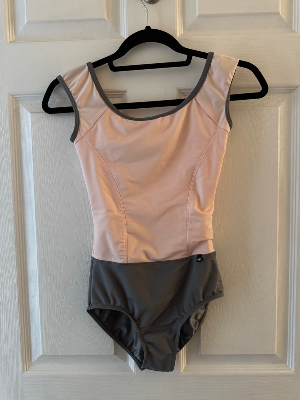 Mariia Cap Sleeve Leotard Blush Pink and Gray
